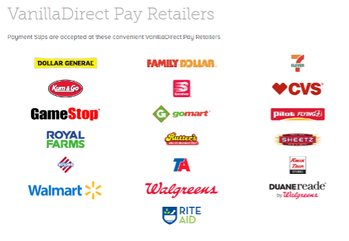 Vanilla Direct Pay Retailers