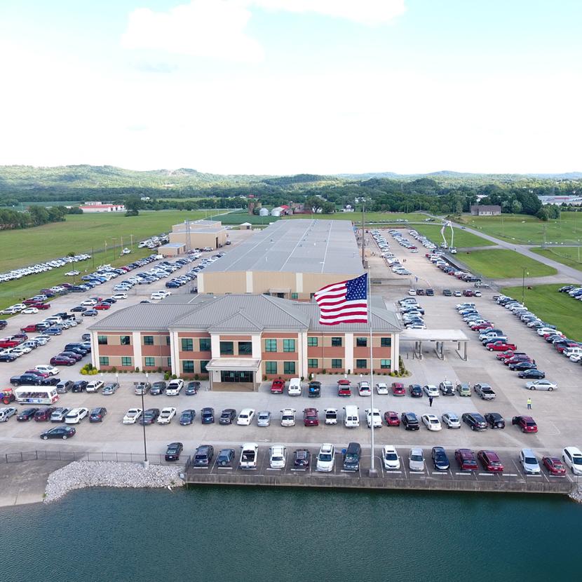 aerial shot of office